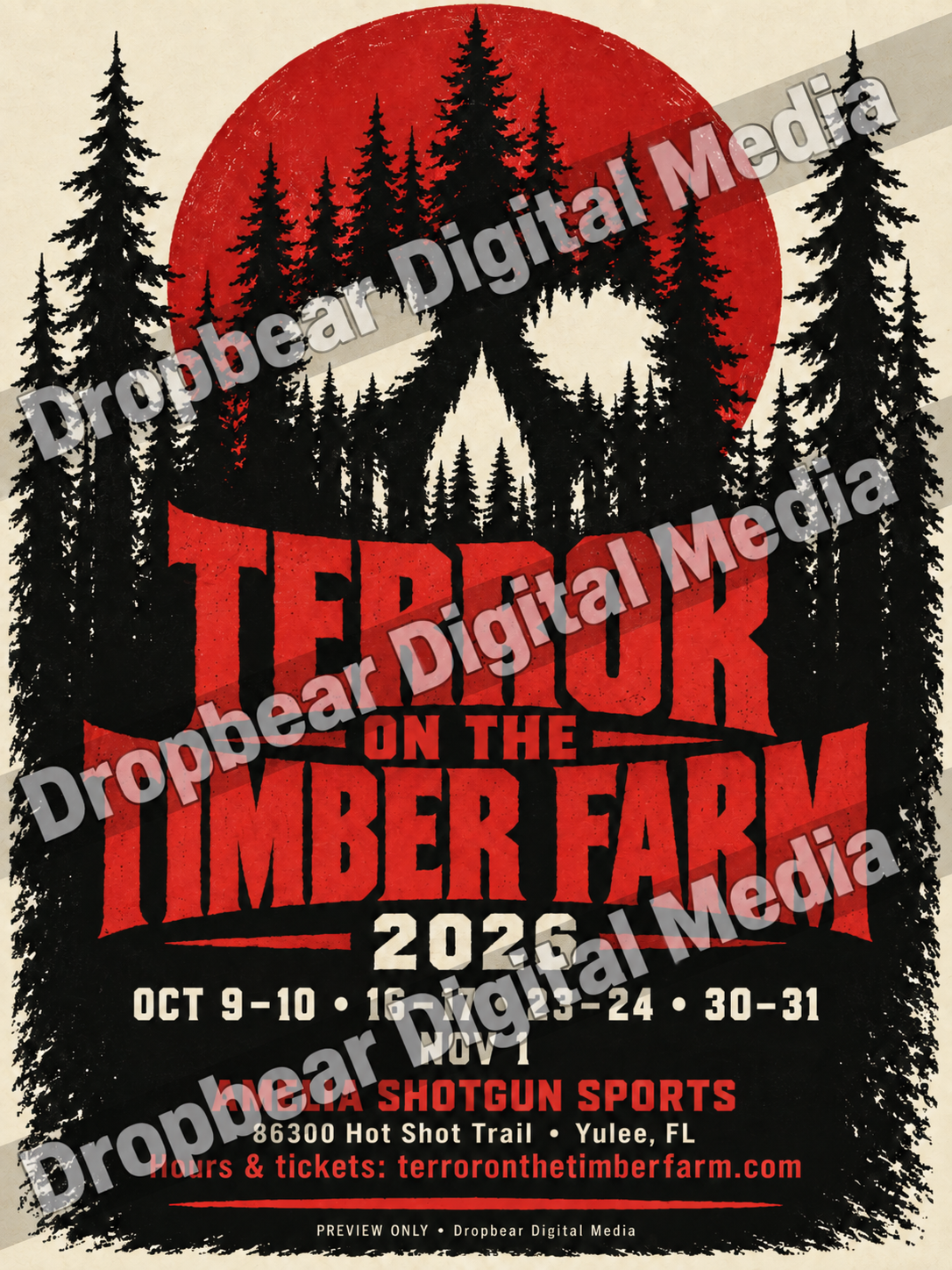 Terror on the Timber Farm concept poster